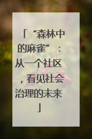 “森林中的麻雀”：从一个社区，看见社会治理的未来