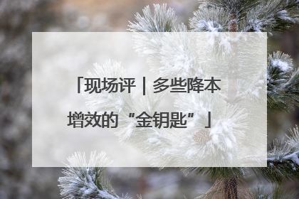 现场评｜多些降本增效的“金钥匙”