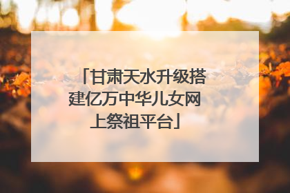 甘肃天水升级搭建亿万中华儿女网上祭祖平台