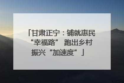 甘肃正宁：铺就惠民“幸福路” 跑出乡村振兴“加速度”