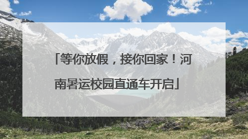 等你放假，接你回家！河南暑运校园直通车开启