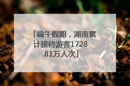 端午假期，湖南累计接待游客1728.81万人次
