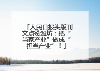 人民日报头版刊文点赞潍坊：把“当家产业”做成“担当产业”！