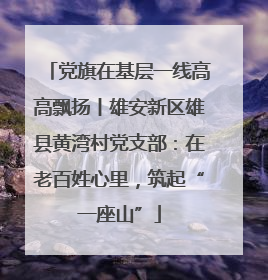 党旗在基层一线高高飘扬丨雄安新区雄县黄湾村党支部：在老百姓心里，筑起“一座山”