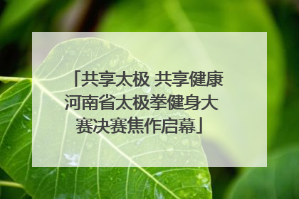 共享太极 共享健康 河南省太极拳健身大赛决赛焦作启幕