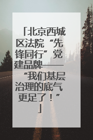 北京西城区法院“先锋同行”党建品牌——“我们基层治理的底气更足了！”