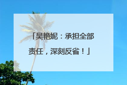 吴艳妮：承担全部责任，深刻反省！