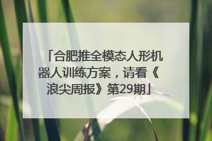 合肥推全模态人形机器人训练方案，请看《浪尖周报》第29期