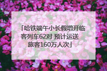 哈铁端午小长假增开临客列车62对 预计运送旅客160万人次