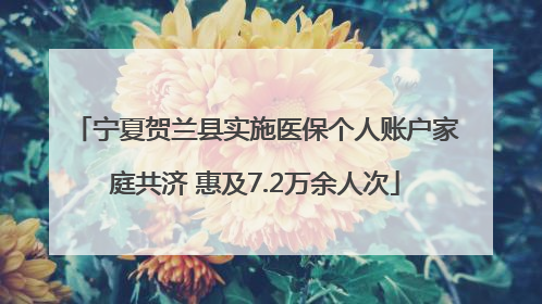 宁夏贺兰县实施医保个人账户家庭共济 惠及7.2万余人次