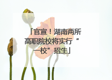 官宣！湖南两所高职院校将实行“一校”招生