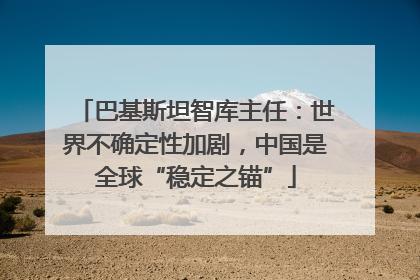 巴基斯坦智库主任：世界不确定性加剧，中国是全球“稳定之锚”