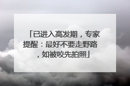 已进入高发期，专家提醒：最好不要走野路，如被咬先拍照