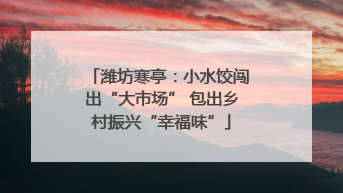 潍坊寒亭：小水饺闯出“大市场” 包出乡村振兴“幸福味”