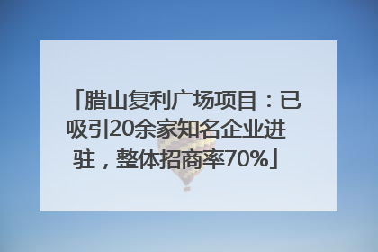 腊山复利广场项目：已吸引20余家知名企业进驻，整体招商率70%