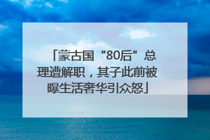 蒙古国“80后”总理遭解职，其子此前被曝生活奢华引众怒
