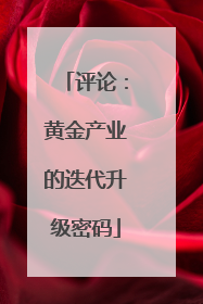 评论：黄金产业的迭代升级密码