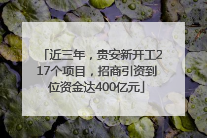 近三年，贵安新开工217个项目，招商引资到位资金达400亿元
