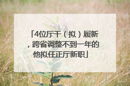 4位厅干（拟）履新，跨省调整不到一年的他拟任正厅新职